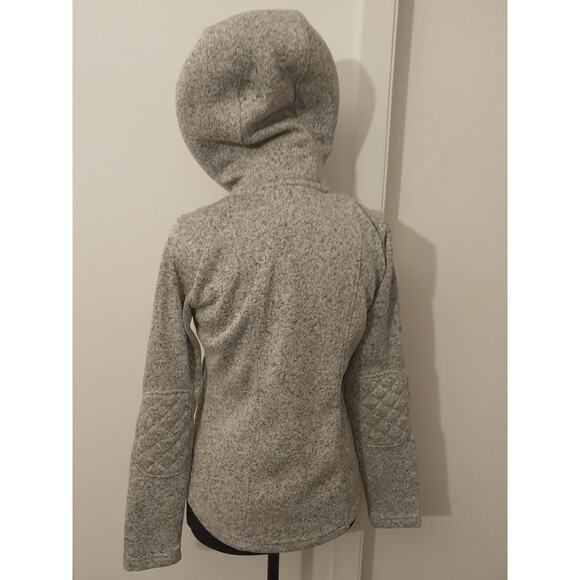 Eddie Bauer Women’s XS Gray Fleece Knit Hooded Jacket Quilted Sleeves & Full Zip - Picture 11 of 15